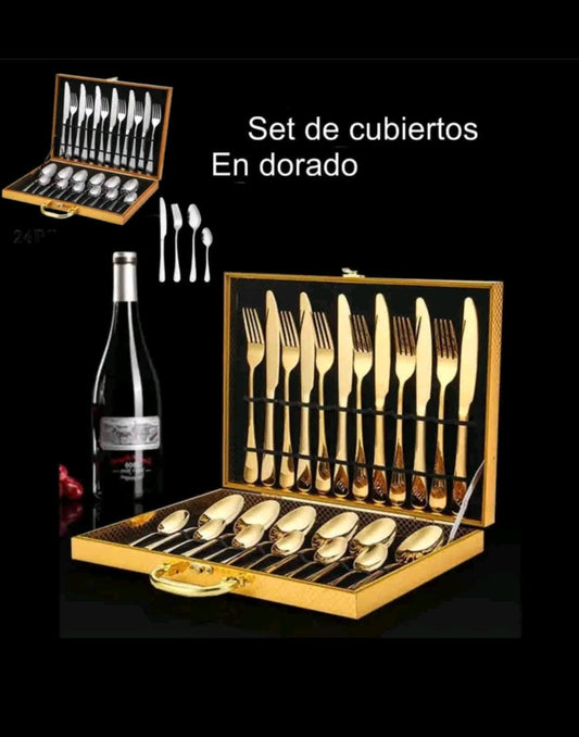 ✨ “Elegancia en tu mesa: Set de Cubiertos Dorados de Lujo”